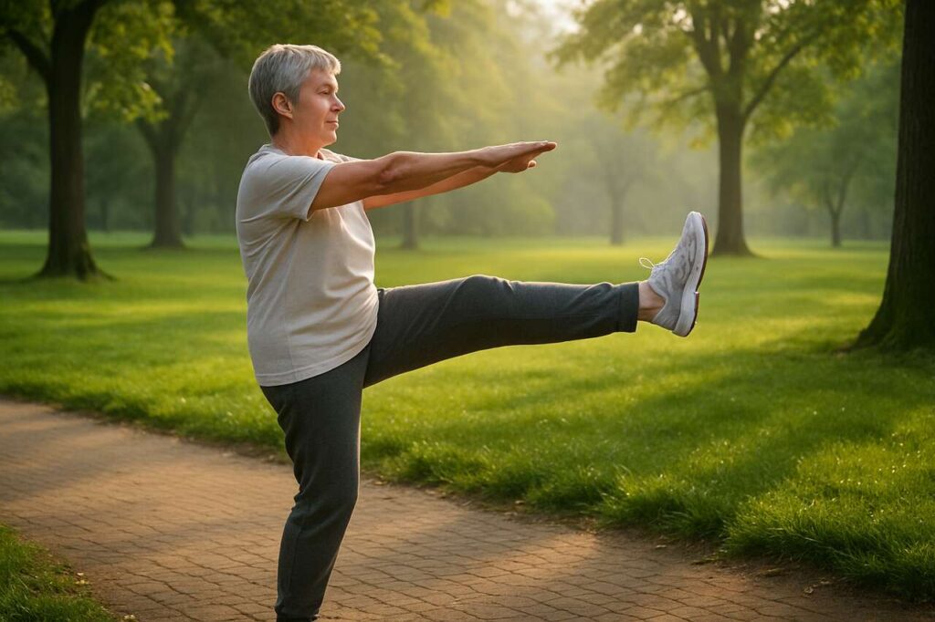 4 poranne ćwiczenia, które odbudują siłę nóg szybciej niż trening z ciężarami po 55-tce