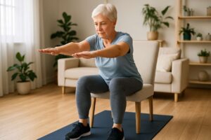 6-minutowy trening na krześle, który wzmacnia core lepiej niż plank po 60. roku życia