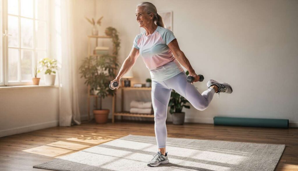 5 ćwiczeń na stojąco, które redukują „oponkę” szybciej niż trening abs — nawet po 65-tce
